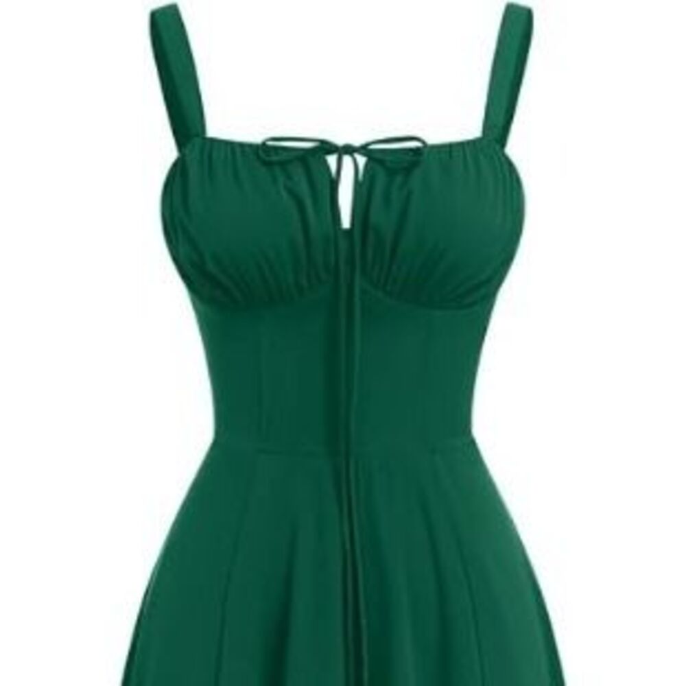 ABEHIK Summer Dress for Women Floral Corset Dress Boho Flowy Slit Bustier S